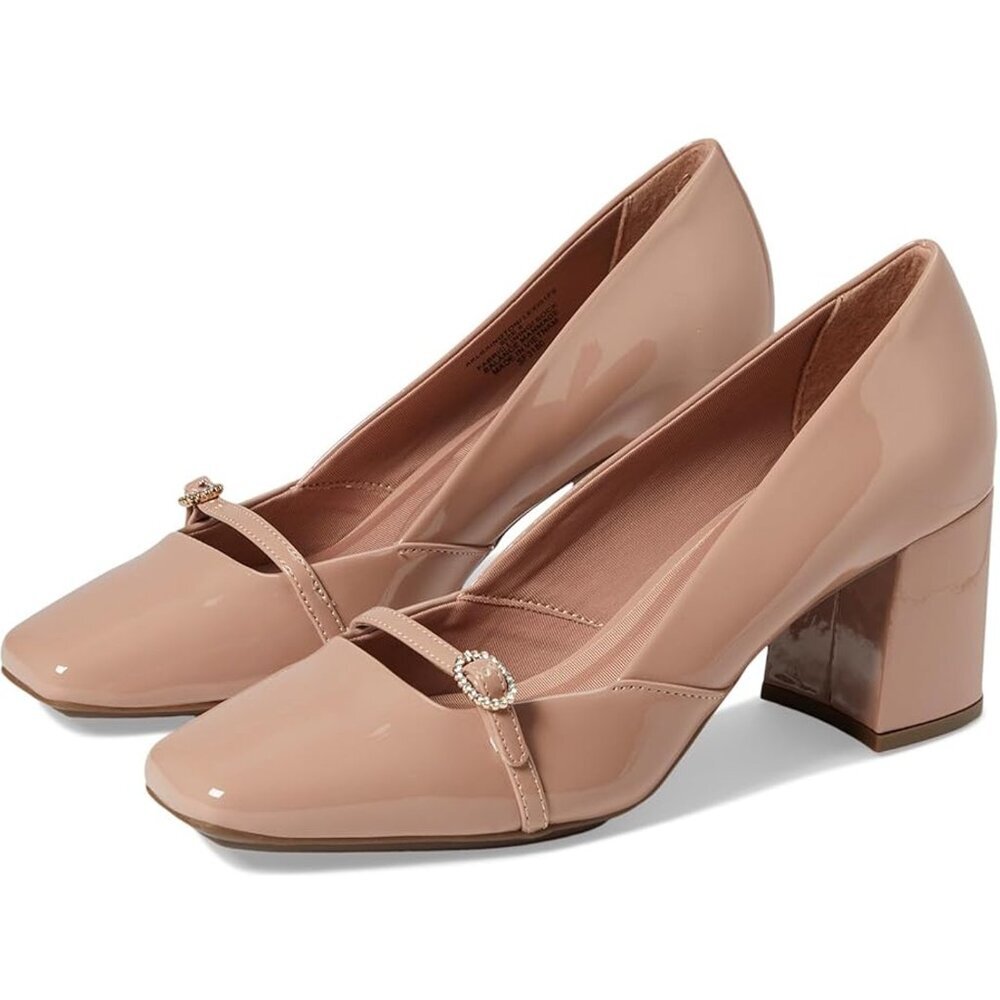 New Anne Klein Lexington Slingback Heel Shoes In Natural Patent Size 10 M